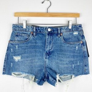 Blank NYC Jean Short The Barrow Vintage High-Rise Distressed Denim NWT Size 28